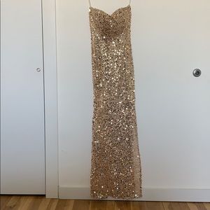 Size S Gold Strapless Sequined Dress